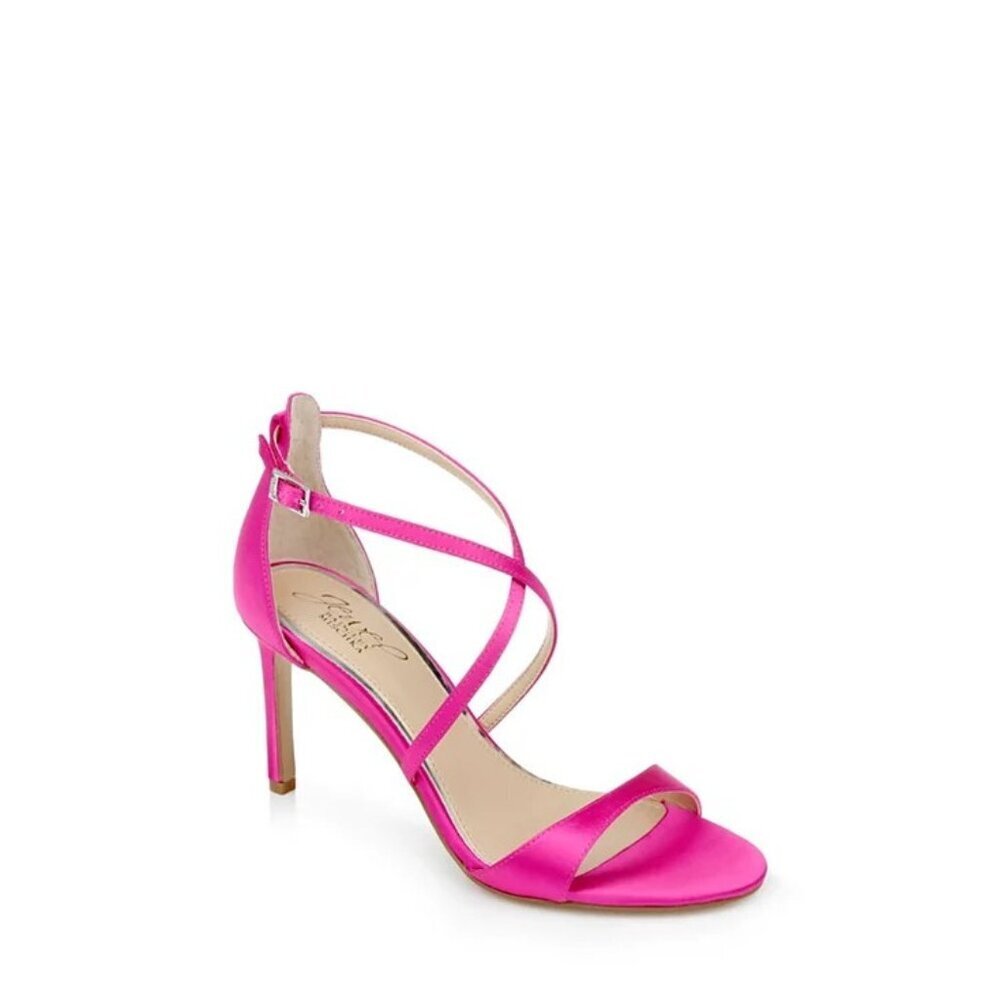 Jewel Badgley Mischka Womens 9.5 Dimitra‎ Crisscross Strap Stiletto Sandals Pink